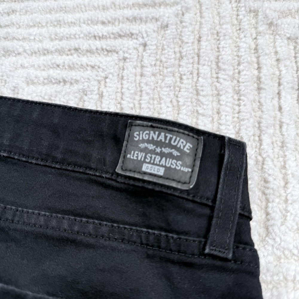 Signature Levi Strauss Gold Jeans Mens 33x32 Black Mid-Rise Straight Stretch - Picture 4 of 15